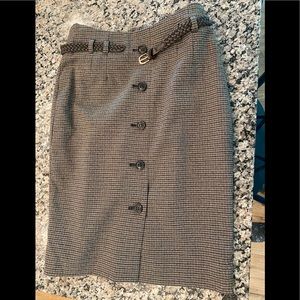 Brown plaid pencil skirt